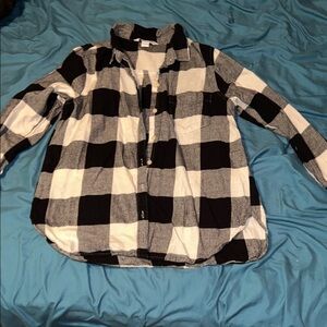 Black and White Plaid Button-Up Shirt